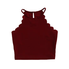 SHEIN Scallop Trim Halter Top Summer Camisole Women Tops Burgundy Sexy Tops for Womens Vest Top Sleeveless Cami Top