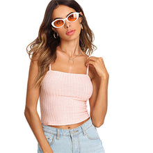 SHEIN Stretchy Rib Knit Crop Cami Top Pink Spaghetti Strap Women Plain Vest 2018 Summer Slim Clothing Sexy Party Top Vest